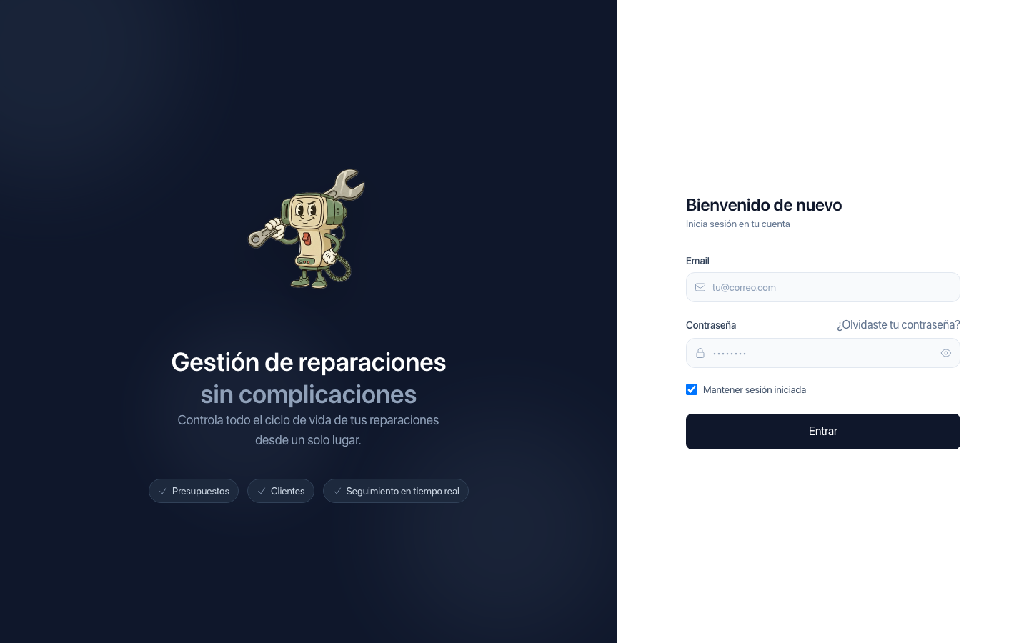 Pantalla de acceso seguro a Tavlo