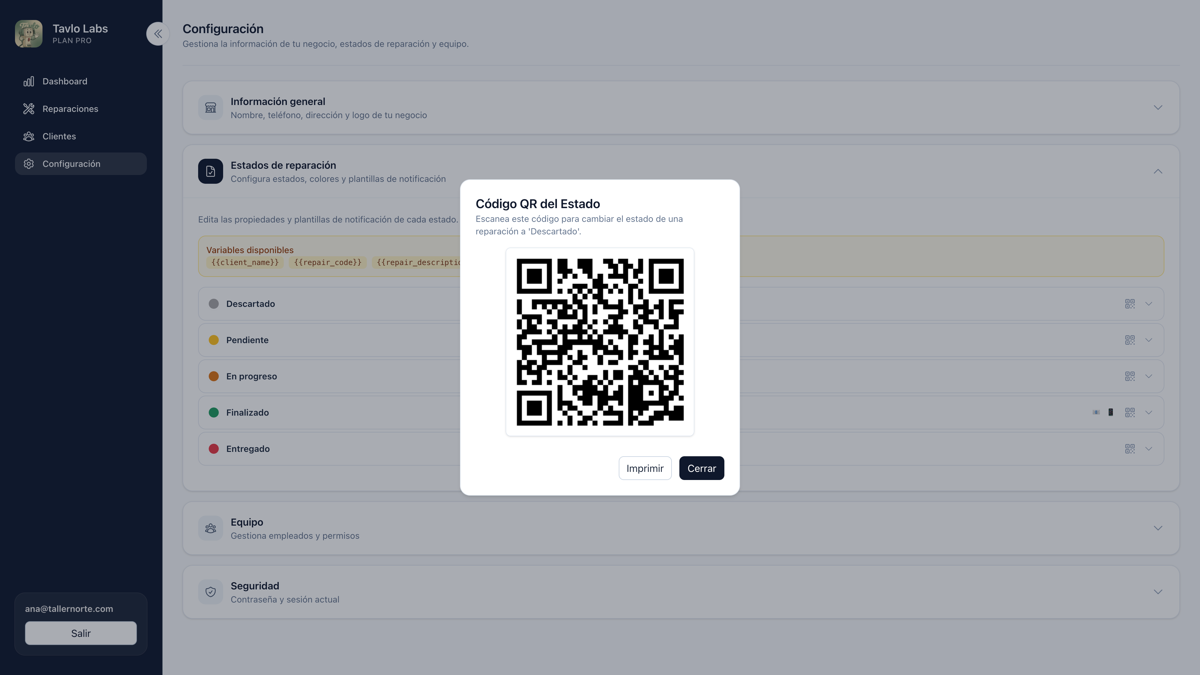 Sistema de generación de códigos QR únicos